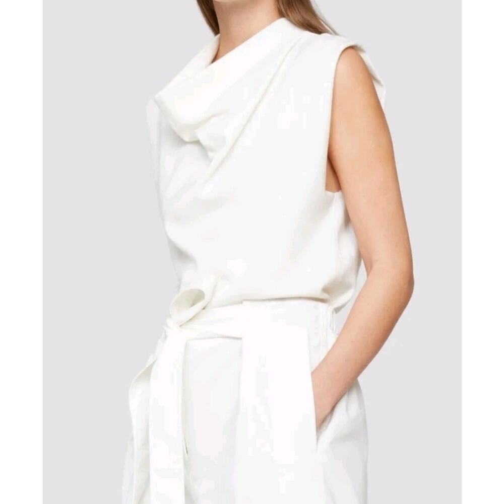 NWT 3.1 Phillip Lim Military Rib Cowl Neck Cream Tank Top Size XS $395